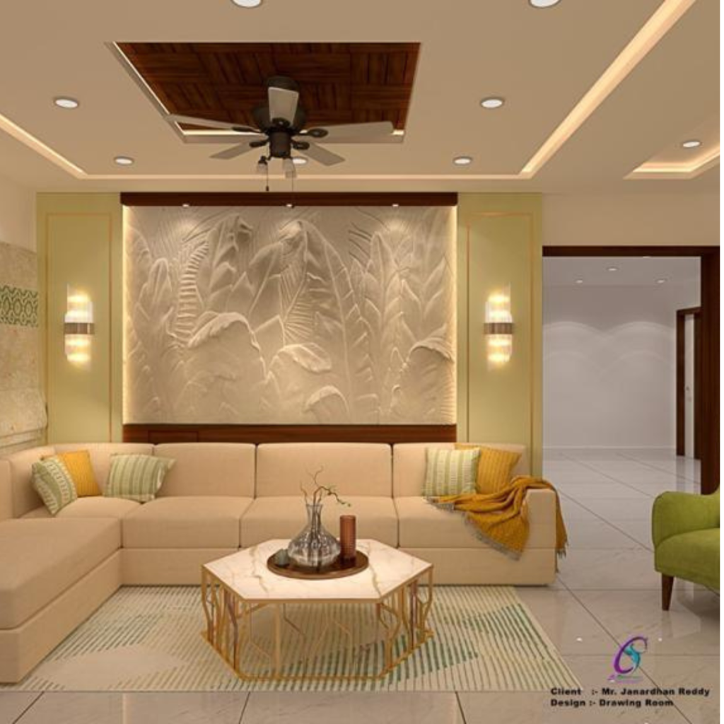 Living Room Interior Design with Sofa Set